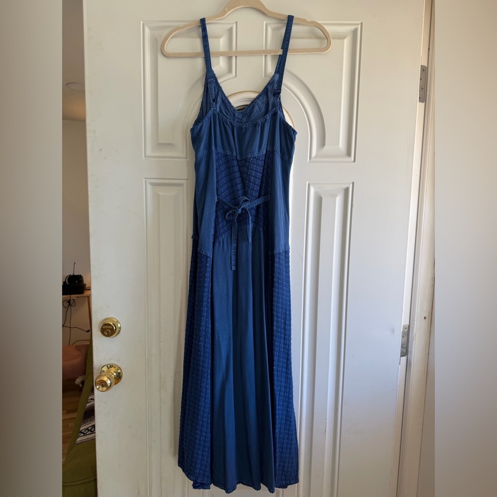 Vintage Blue Boho Patchwork Spaghetti Strap Maxi … - image 2